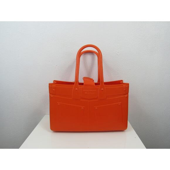 NWT Great Bag Co Model M. Topaz Bright Orange Tote Bag Molded Rubber